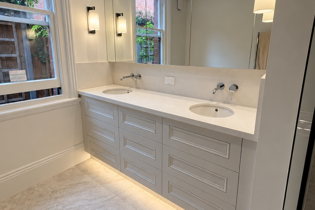 Nimmo Street, Middle Park 1200w Stepless shower with grab rail and handheld shower outlet, Middle Park